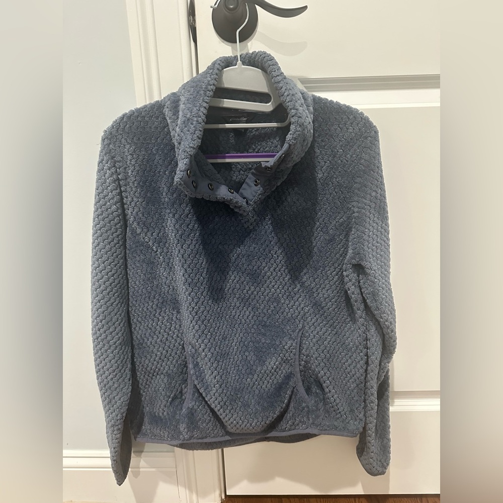 Eddie Bauer Pullover Sweatshirt Snap ButtonFleece Size S